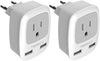 European Travel Plug Adapter 2 Pack,  International Power Outlet Adaptor with 2 USB, Type C Charger from USA to Most of Europe EU Spain Iceland Germany France Italy Israel