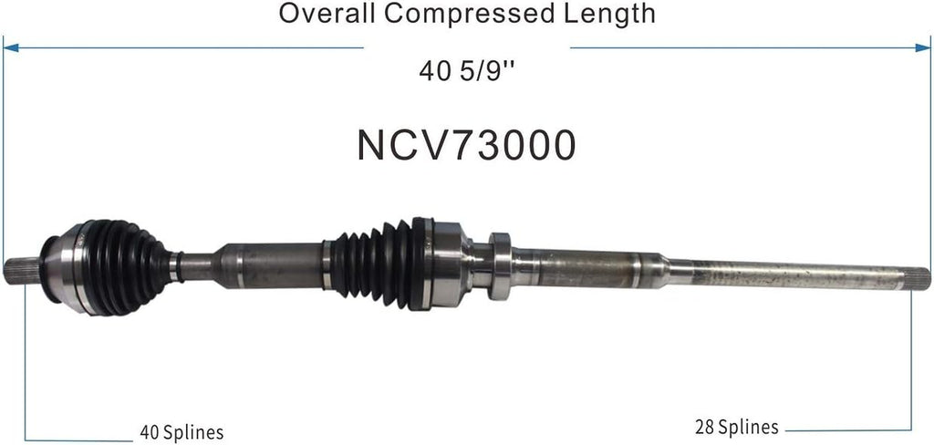 NCV73000 CV Axle Shaft Assembly for Select 2010-16 Volvo XC60 - Front Right (Passenger Side)