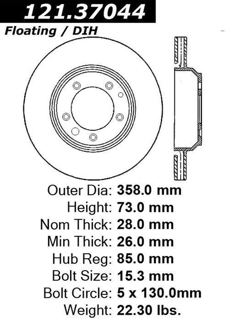 Centric Rear Disc Brake Rotor for Cayenne, Q7, Touareg (121.37044)