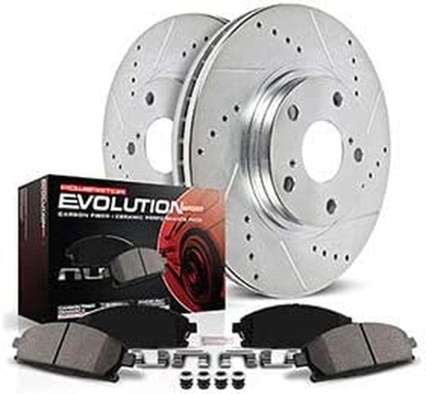 K6516 Front and Rear Z23 Carbon Fiber Brake Pads with Drilled & Slotted Brake Rotors Kit