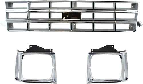 Grill & Headlight Trim Bezel Set Kit for 83-90 Chevy Pickup Truck S-10 S10