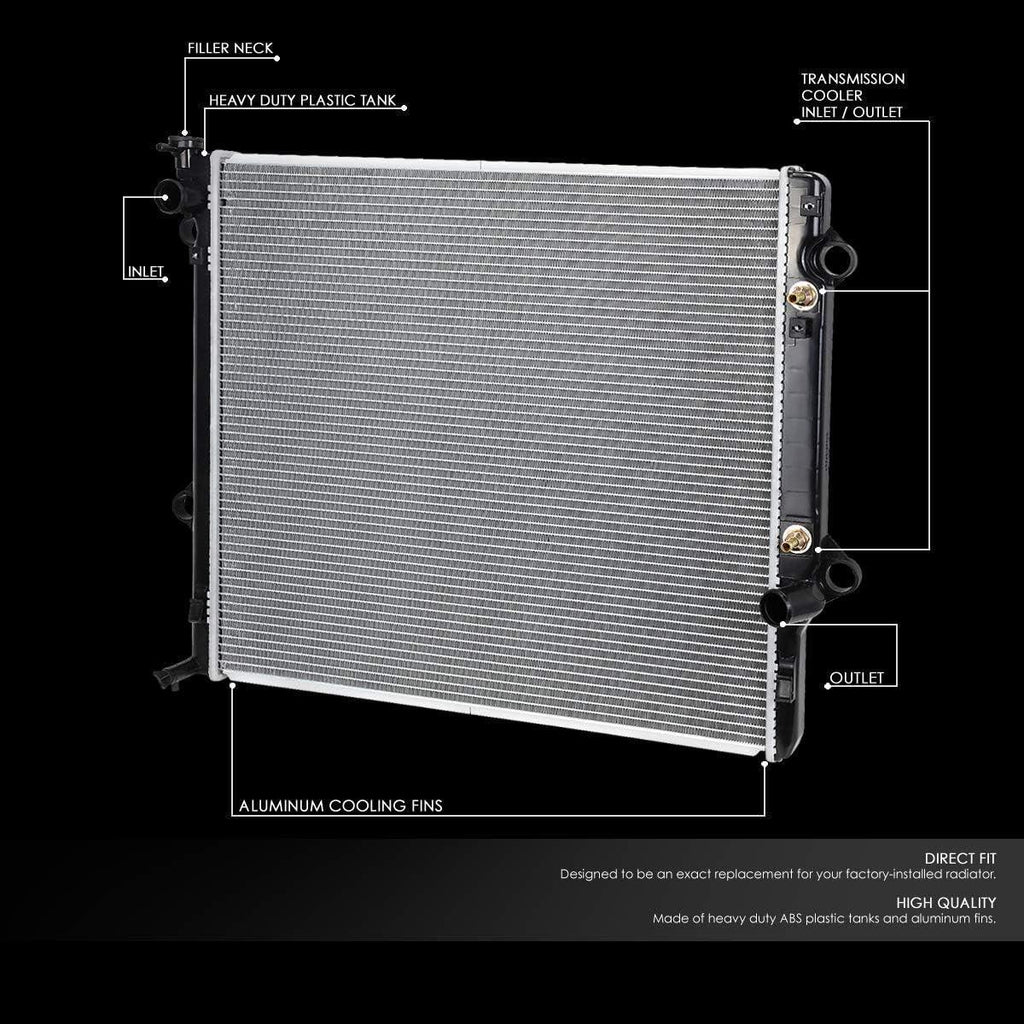 OEM-RA-2581 1-Row OE Style Aluminum Core Radiator DPI 2581 Compatible with 03-09 4Runner / GX470 AT, 25-9/16" W X 23-3/8" H X 1-1/4" D, 1-1/2" Inlet, 1-1/2" Outlet