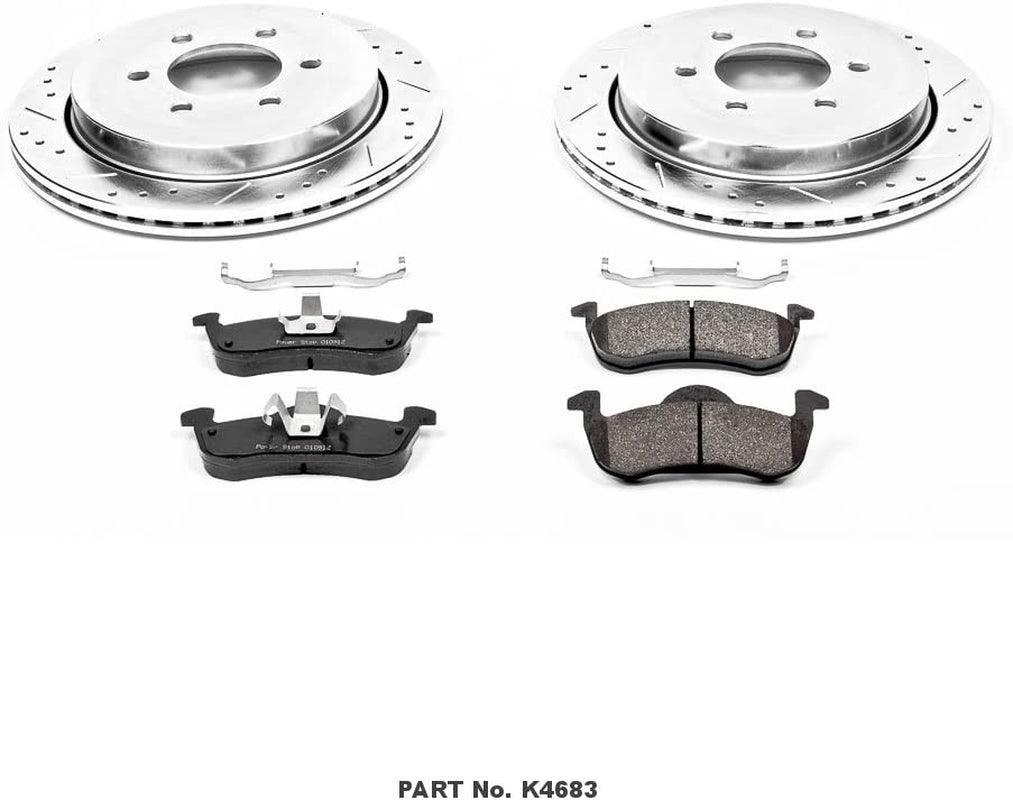 K4683 Rear Z23 Carbon Fiber Brake Pads with Drilled & Slotted Brake Rotors Kit