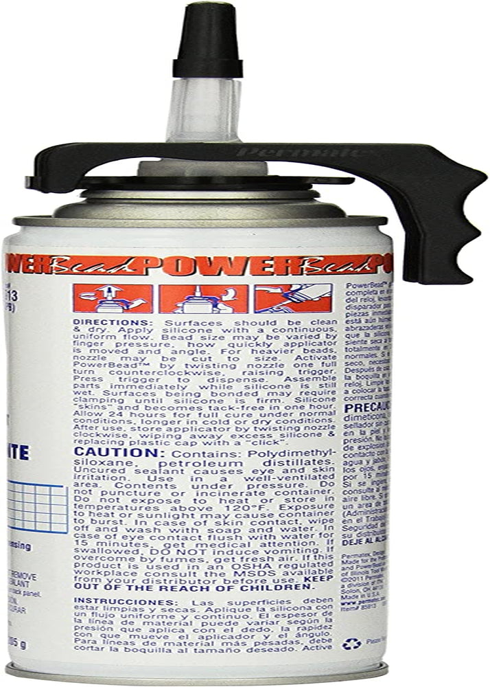 Permatex 85913 Clear RTV Silicone Adhesive Sealant, 7.25 Oz. Powerbead Can,Package May Vary