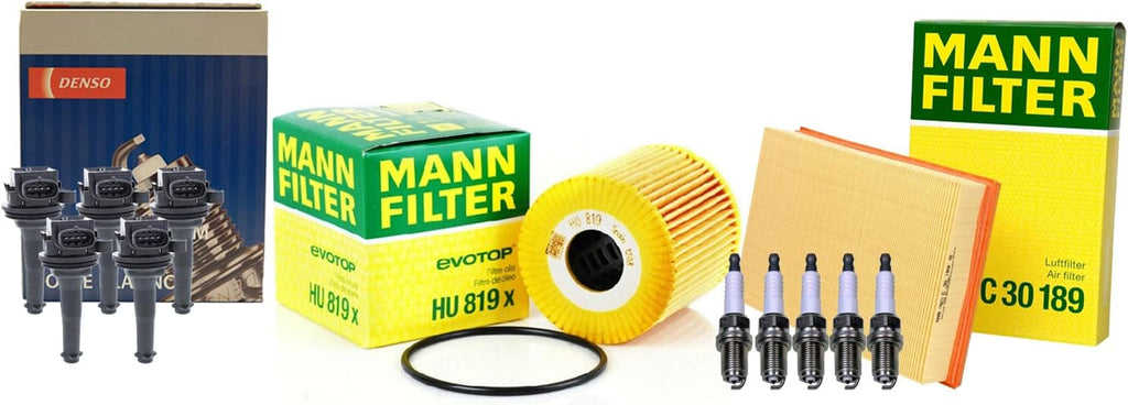 Premium Engine Oil Air Filters with 5 Direct Ignition Coils and 5 Double Platinum Spark Plugs Tune up Kit