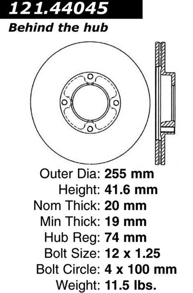 Centric Front Disc Brake Rotor for Toyota (121.44045)