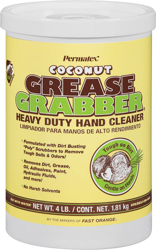 Permatex 14106 Grease Grabber Heavy Duty Coconut Hand Cleaner, 4 Lbs.