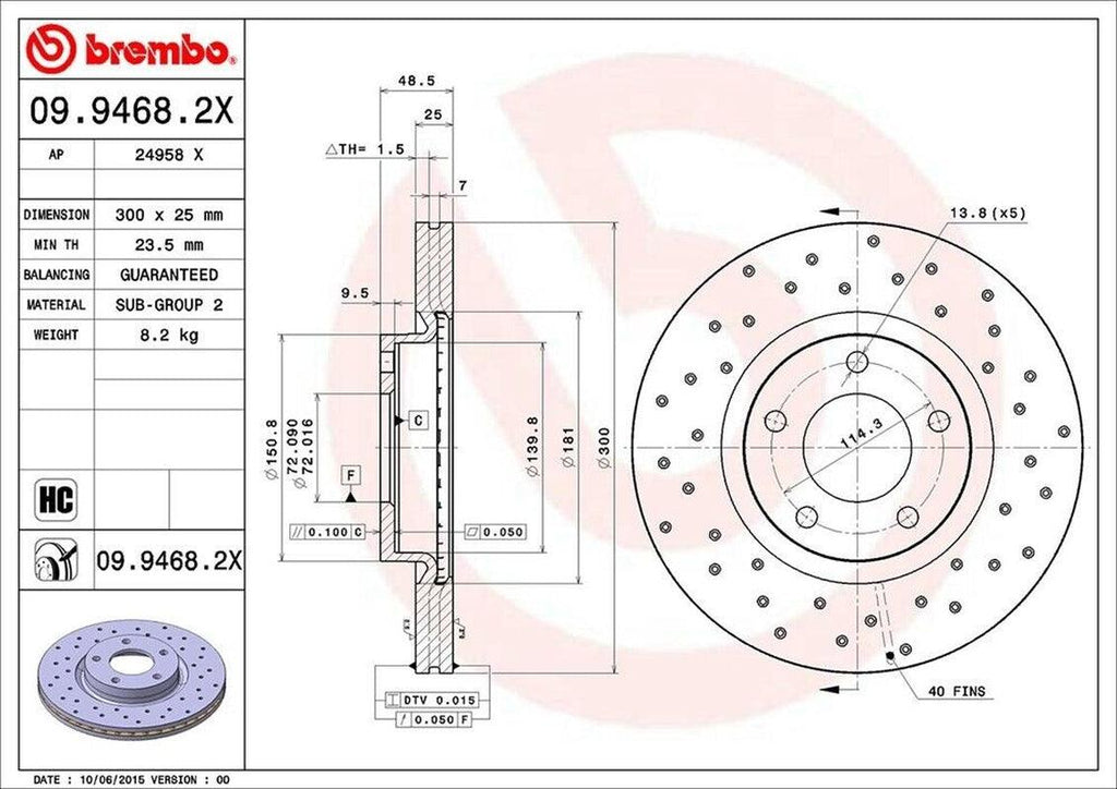 Brembo Front Disc Brake Rotor for 3, 5 (09.9468.2X)