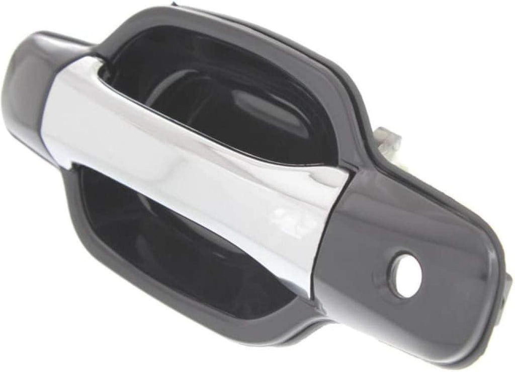 For Chevy Colorado Exterior Door Handle Front Driver Side Smooth Black Bezel with Chrome Lever 2004-2012 | with Key Hole| Trim: LS/LT/WT