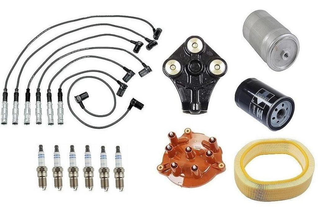For Mercedes W126 300SE 88-91 Tune up Kit Wire Set Spark Plugs Cap Rotor Filters