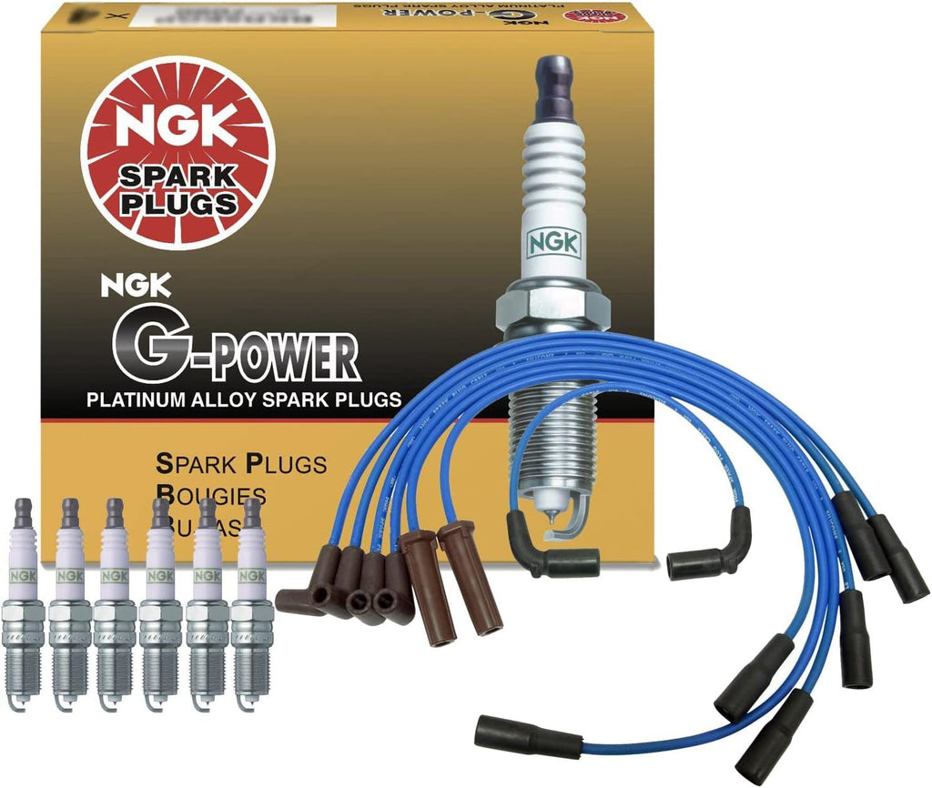 NGK Wire & 6 G-Power Platinum Spark Plugs Kit for Chevrolet GMC Oldsmobile 4.3