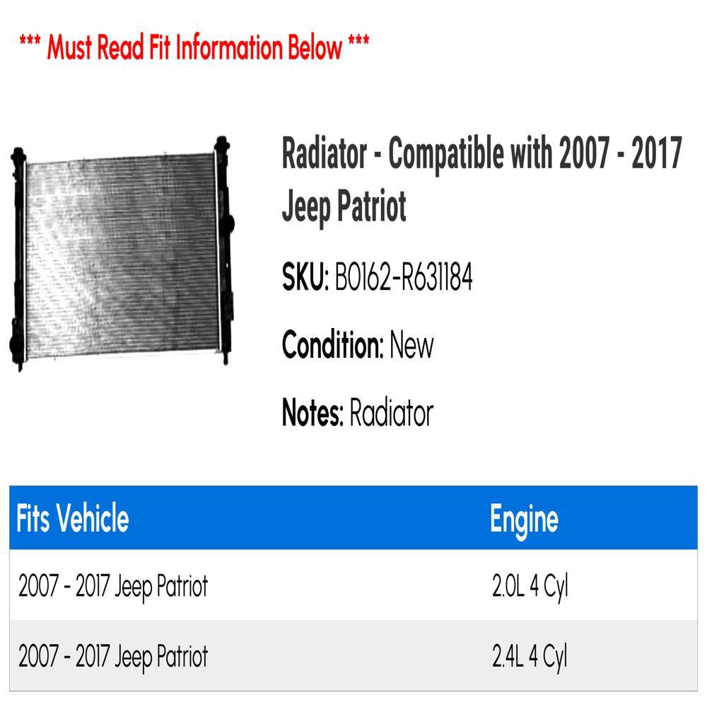 Radiator - Compatible with 2007 - 2017 Jeep Patriot 2008 2009 2010 2011 2012 2013 2014 2015 2016