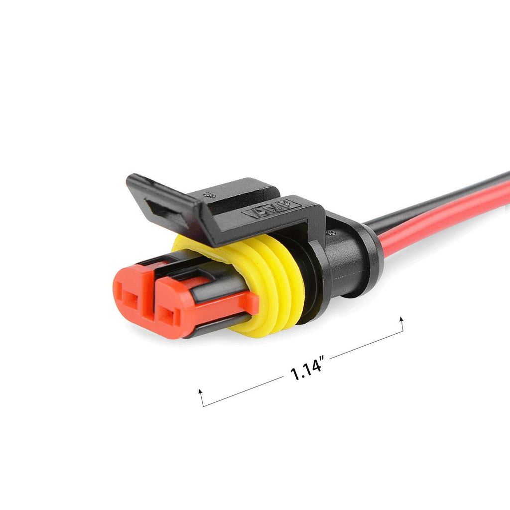 Nilight - 50020R 2Pin Way 16AWG Waterproof Wire 1.5Mm Series Terminal Connector-10 Pack,2 Years Warranty