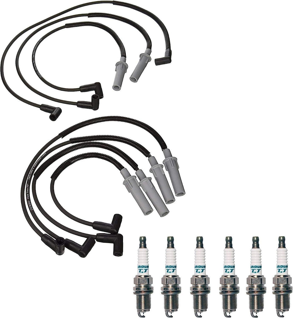Denso Wire Set 7Mm & 6 Iridium TT Spark Plugs 0.040 Kit for Dodge 3.9 V6
