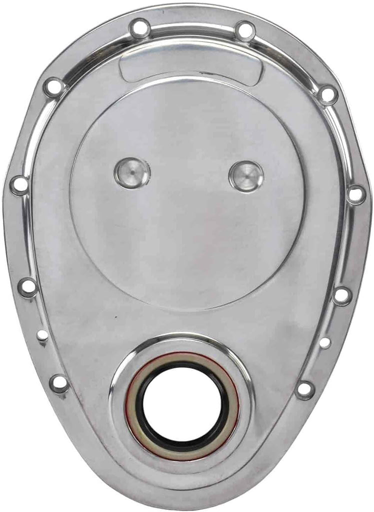 Timing Cover | Fits 1956-1986 Small Block Chevy Engines | Polished Cast Aluminum | Includes Timing Cover, Timing Cover Gasket, Water Pump Gaskets, and Timing Cover Bolts