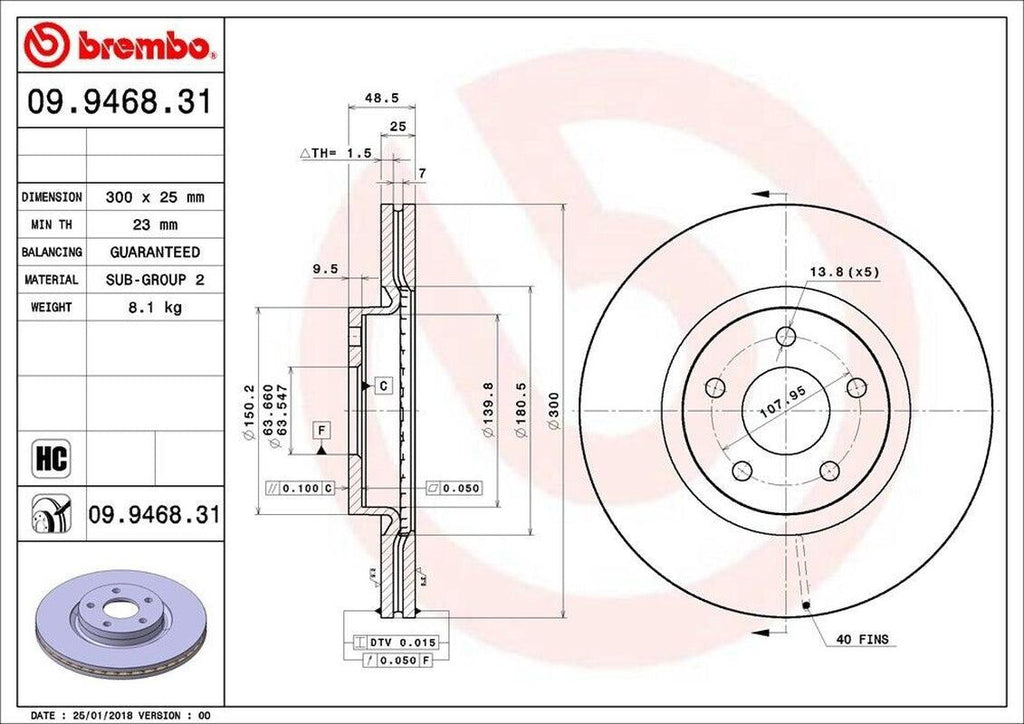 Brembo Front Disc Brake Rotor for Escape, C-Max (09.9468.31)