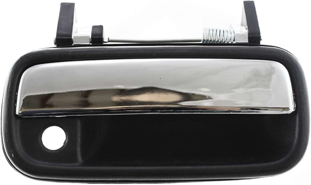 Aftermarket Front Exterior Door Handle Compatible with 1989-1995 Toyota Pickup and 1990-1995 Toyota 4Runner Chrome, Plastic, Textured Bezel, Set of 2, Driver and Passenger Side