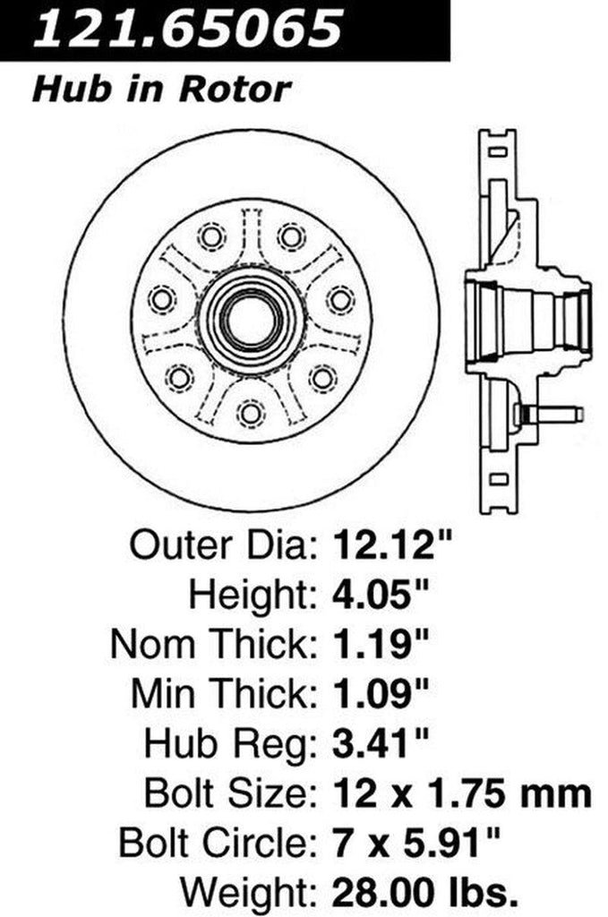 Centric Front Disc Brake Rotor for F-150, F-250, F-250 HD (121.65065)