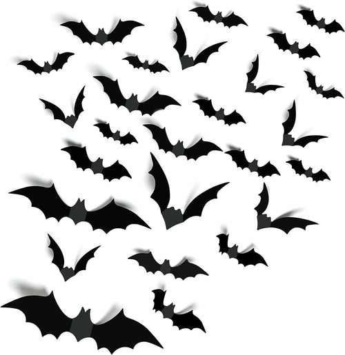 Halloween Party Supplies Hallween Decorations Bats Wall Decor 140PCS Realistic PVC 3D Black Scary Bat Sticker for Creepy Home Decor Halloween Party Decorations DIY Wall Decal Bathroom Indoor Halloween Decor