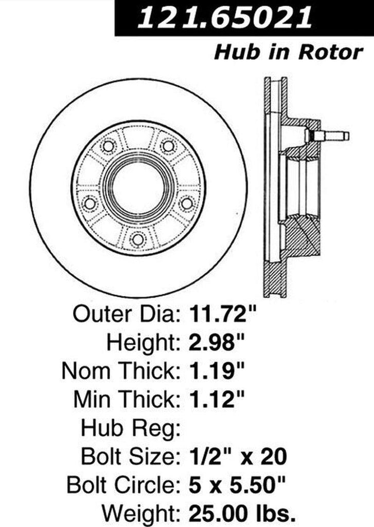 Centric Front Disc Brake Rotor for Bronco, F-150 (121.65021)