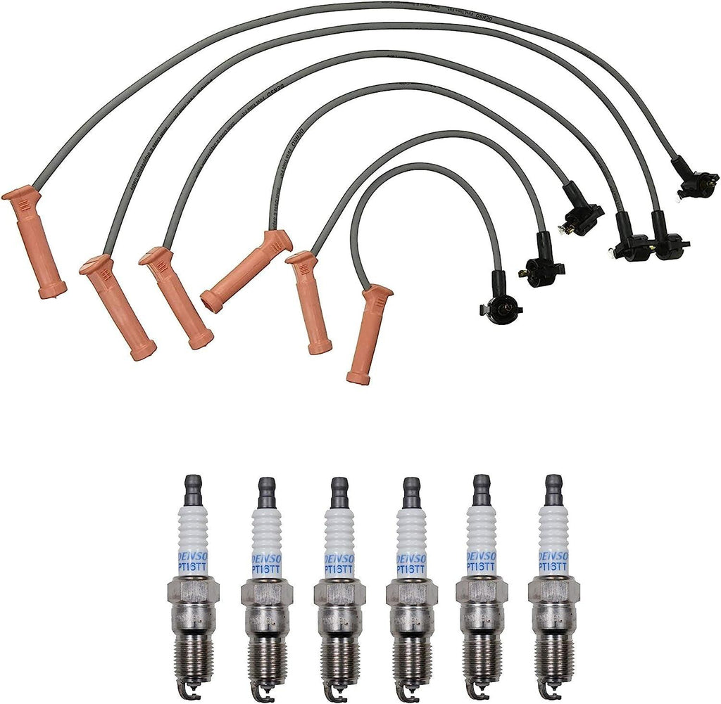 Denso Wire Set 8Mm & 6 Platinum TT Spark Plugs 0.040 Kit for Ford 4.0L V6 VIN E