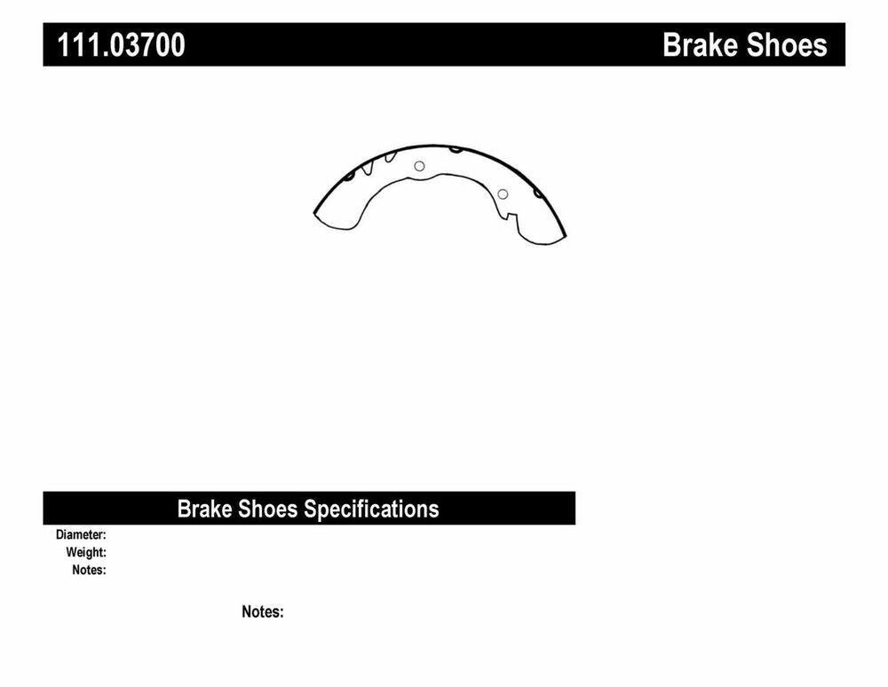 Rr Premium Brake Shoes Centric Parts 111.03700 - greatparts