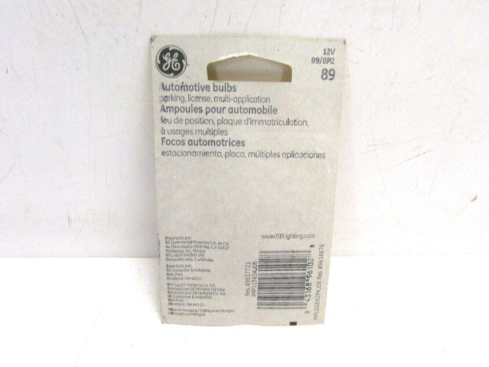 NOS! GE STANDARD 89 12V 89/BP2 AUTOMOTIVE MINIATURE LAMP BULB 2-PACK - greatparts